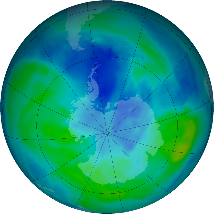 Antarctic ozone map for 23 March 2015